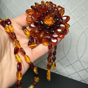 Natural baltic amber necklace & bracelet set multicolor new